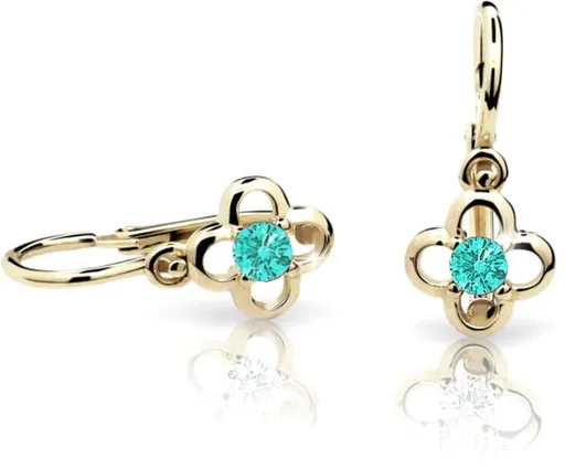 Cutie Jewellery Zlaté dětské náušnice C1944-10-X-1 světle zelená