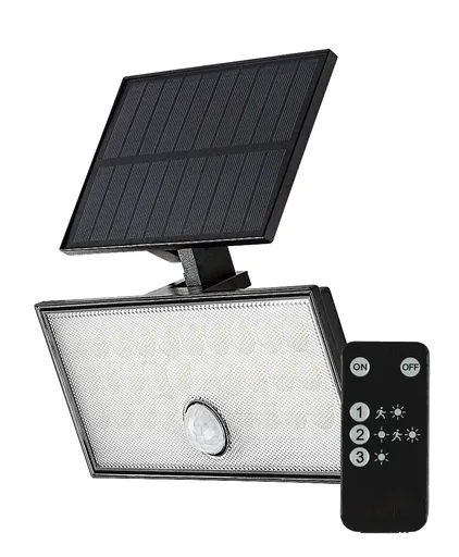 Rabalux Černý fasádní solární LED reflektor s pohybovým čidlem Zavod 8W IP65 77129