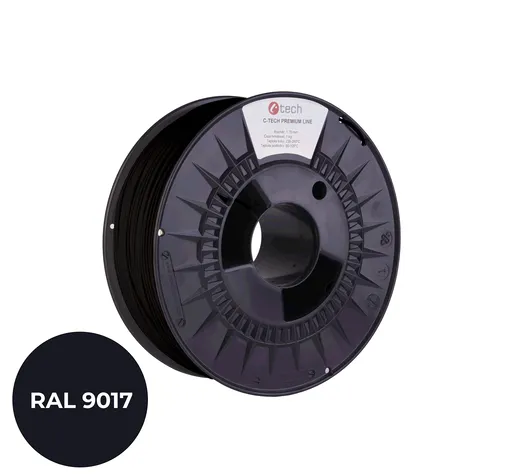 C-Tech 3DF-P-TPU90A-1.75-9017 3D filament, PREMIUM LINE, TPU 90A, flexibilní, dopravní černá, RAL9017, 1,75mm, 1kg