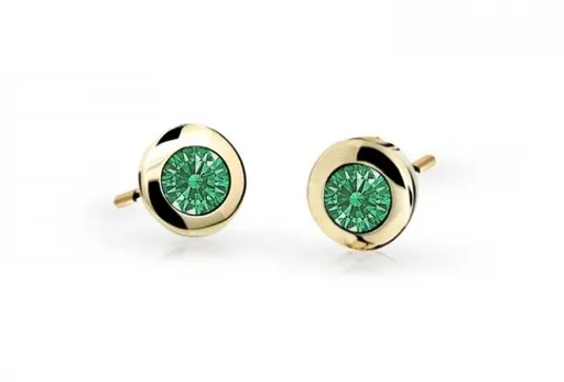 Cutie Jewellery Zlaté dětské náušnice C1537-30-X-1 zelená