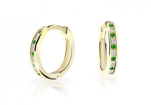 Cutie Jewellery Nadčasové kruhové náušnice ze žlutého zlata C3343-80-X-1 zelená