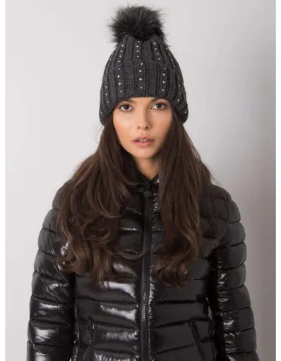 Dámská čepice s aplikací tmavě šedá