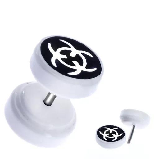 Kruhový akrylový fake plug - symbol "BIOHAZARD"