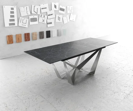 Jídelní stůl Edge 180-220x90cm keramika Laminam®Nero Greco