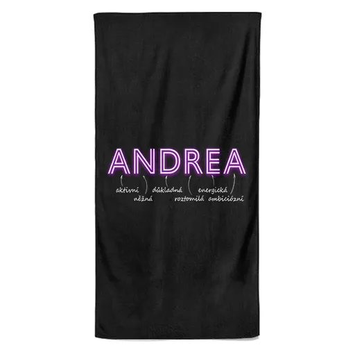 Osuška Ženská jména – NEON (Jméno: Andrea, Velikost osušky: 100x170cm)