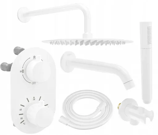 MEXEN/S Kai DR70 podomítkový vanový SET s výtokovou hubicí + slim sprcha 30, bílá 77602DR70301-20