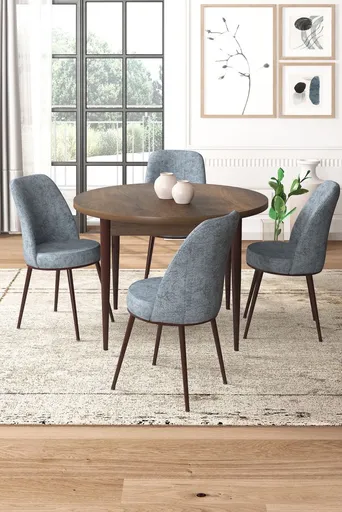 Dining Table & Chairs Set (5 Pieces) Tor - Baroque, Grey