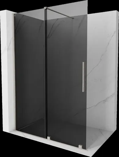 MEXEN/S Velar Sprchová zástěna posuvná Walk-in 160 x 200, grafit 8 mm, nikl kartáčovaná 871-160-000-43-97