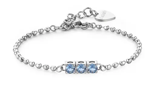 S'Agapõ Ocelový kuličkový náramek se světle modrými zirkony Dazzly SDZ24