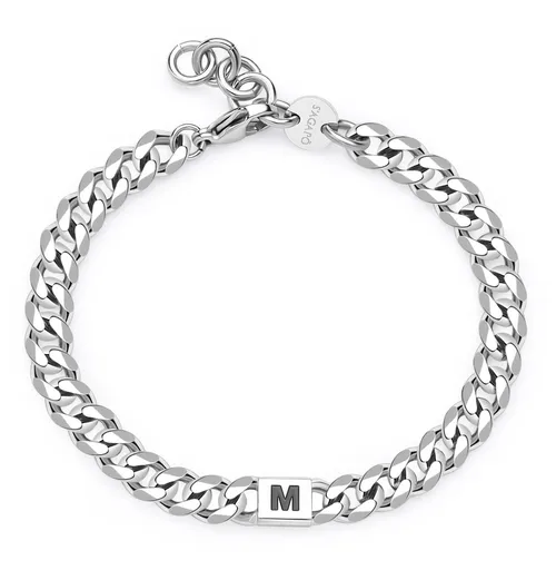 S'Agapõ Pánský ocelový náramek s písmenem M Monogram SMG23