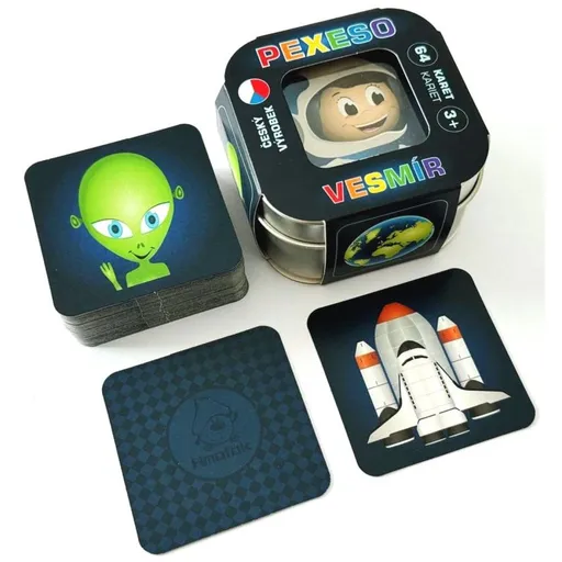 Pexeso Vesmír 64 karet v plechové krabičce
