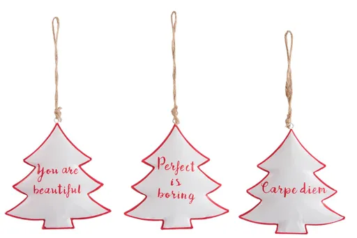 3ks závěsná kovová dekorace stromek - 12*1,5*11cm 87488