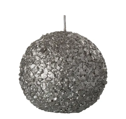 Champagne stříbrná kulatá svíčka s glitry - Ø 8 cm / 15h J-Line by Jolipa