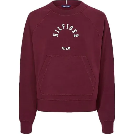 Tommy Hilfiger RLX SUEDED MODAL C-NK SWEATSHIRT Dámská mikina, vínová, velikost