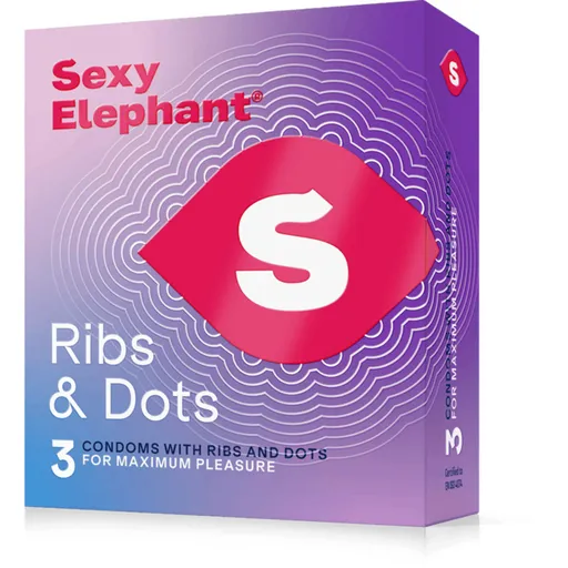 Sexy Elephant Vroubkované kondomy Ribs & Dots 3 ks