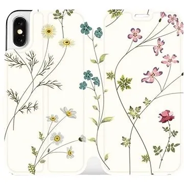 Flipové pouzdro na mobil Apple iPhone X - MD03S Tenké rostlinky s květy (5903226178421)