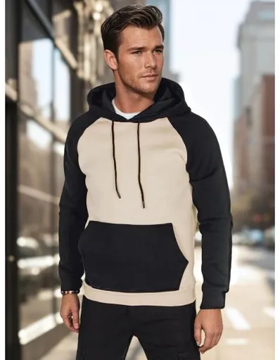 Pánská mikina basic s kapucí béžová