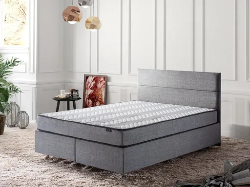 Double Mattress, Base & Headboard Silver - Grey (140 x 190)