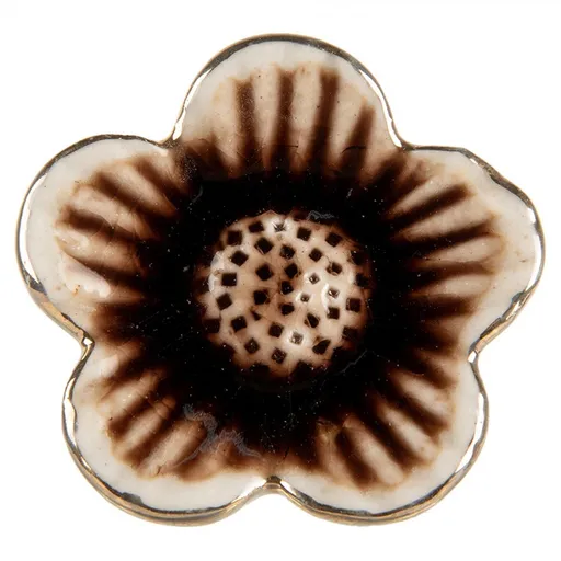 Béžovo-hnědá keramická úchytka květina - Ø 5*3 cm / S3 cm 66056
