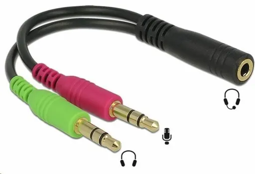 PREMIUMCORD Adaptér 4pólový jack3, 5mm pro sluchátka a mikrofon, 30cm
