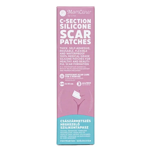 MomCare Silikonové náplasti na jizvy po císařském řezu S–M 3 ks