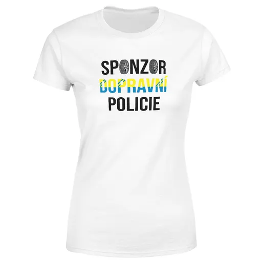 Tričko Sponzor dopravní policie (Velikost: S, Typ: pro ženy, Barva trička: Bílá)