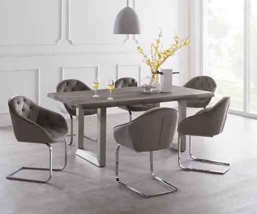 Jídelní stůl Edge 180x90 XL akácie platina nerezová ocel široká