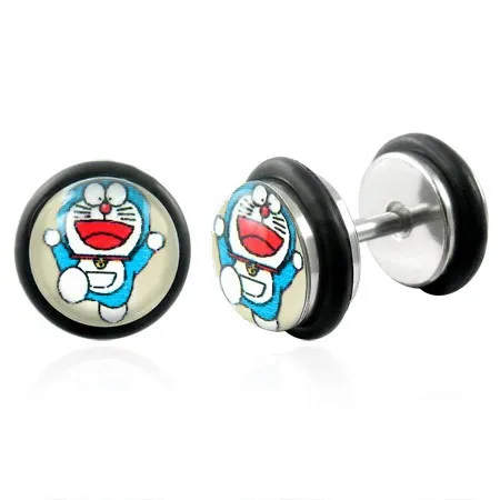 Fake plug s gumičkou a motivem pohádkového kocoura - pár