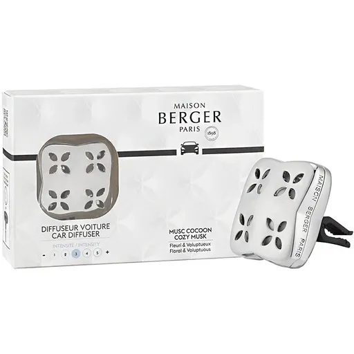 Maison Berger Paris Dárková sada difuzér do auta Cosy Silver + náplň Cozy Musk