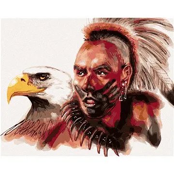 Indián a orel, 80×100 cm, vypnuté plátno na rám (6045873)