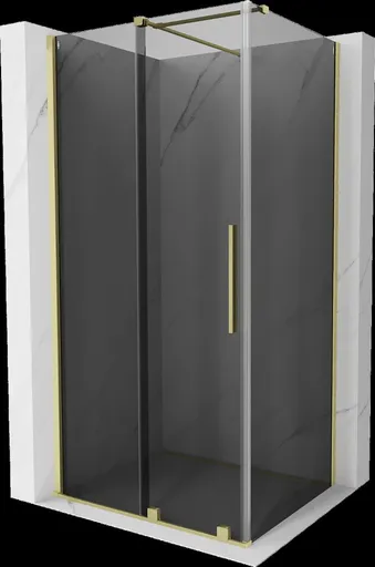 MEXEN/S Velar sprchový kout, posuvné dveře 100 x 90, grafit, zlato kartáčovaná 871-100-090-41-55