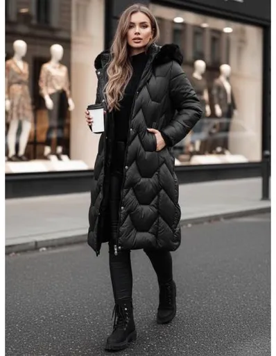 Dámská bunda prošívaná dlouhá WINTERACT černá