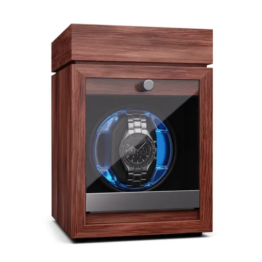 Klarstein Brienz 1, natahovač hodinek, 1 hodinky, 4 režimy, dřevěný vzhled, modré vnitřní osvětlení