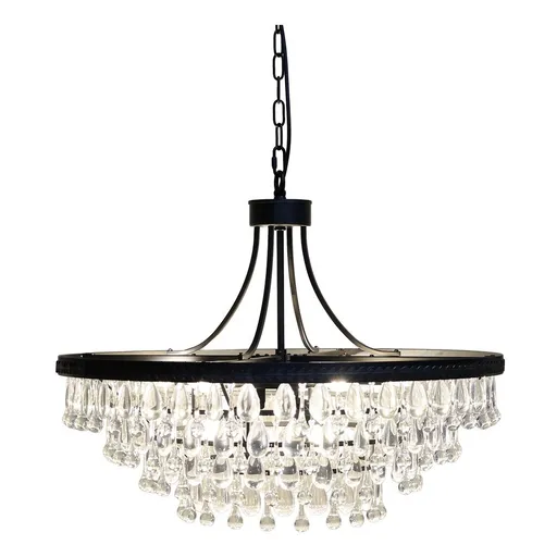 Černý antik lustr s kapkovitými krystaly Versailles - 70*57cm/ E14/ 40W Chic Antique