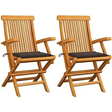 SHUMEE Židle zahradní s šedomodrými poduškami teak 3062495 - 2ks v balení (3062495)