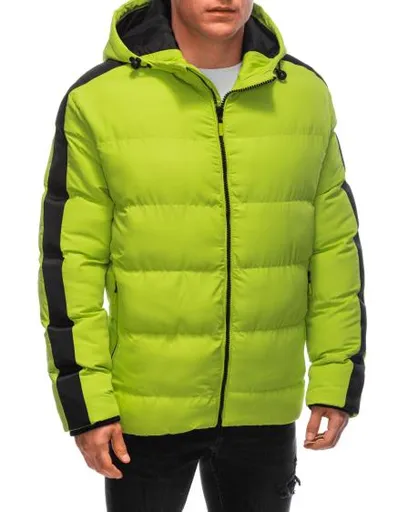 Pánská prošívaná zimní bunda V9 EM-JAHP-0101 limetkově zelená