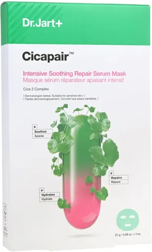 Dr. Jart+ Zklidňující a hydratační pleťová maska Cicapair (Intensive Soothing Repair Serum Mask) 5 x 25 g