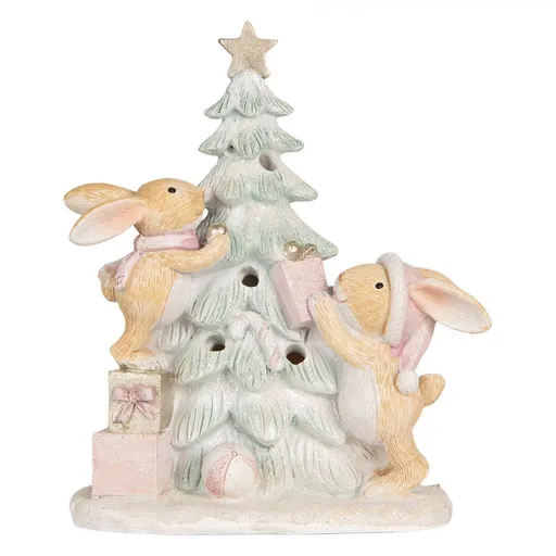 Dekorace králíčci zdobící stromek s LED světýlky - 14*8*16 cm Clayre & Eef