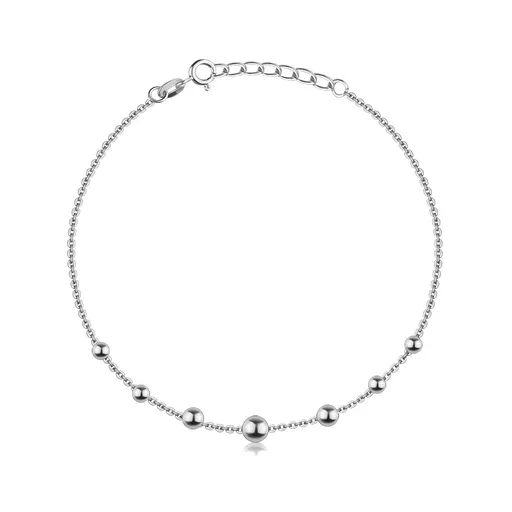 Stříbrný náramek 925 - nastavitelný, tenký řetízek, hladké korálky