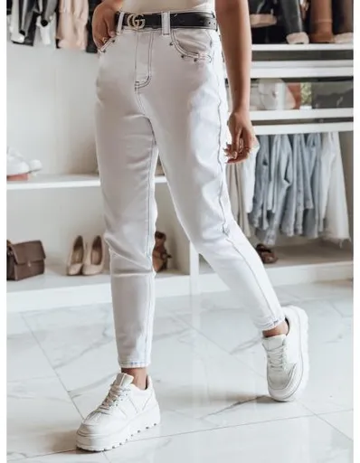 Dámské džínové kalhoty LIKEMELOO mom fit bílé