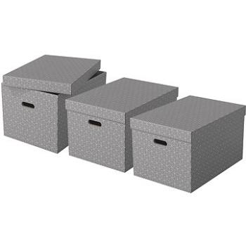 ESSELTE Home velikost L 35.5 x 30.5 x 51 cm, šedá - set 3 ks (628287)