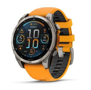 Garmin Fenix® 8 – 47 mm, AMOLED Sapphire, Titanium s Orange/Graphite silikonovým řemínkem 010-02904-11