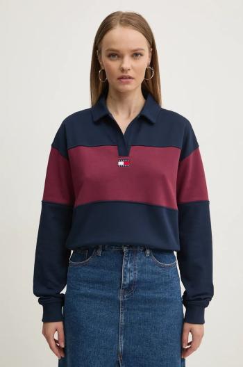 Mikina Tommy Jeans dámská, vínová barva, vzorovaná, DW0DW18705