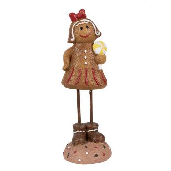 Vánoční dekorace Perníček Gingerbread dívka s lízátkem - 7*7*18 cm 6PR4274