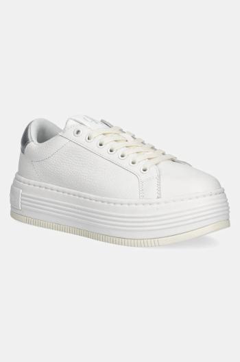 Kožené sneakers boty Calvin Klein Jeans BOLD FLATF LOW MIX OHB bílá barva, YW0YW01632