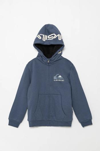 Dětská mikina Quiksilver BEST WAVE SHERPA modrá barva, s kapucí, hladká, EQBFT03898