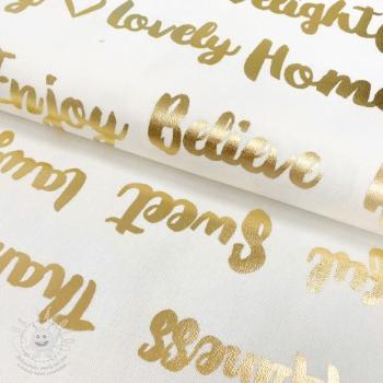 Dekorační látka Words cream metallic premium