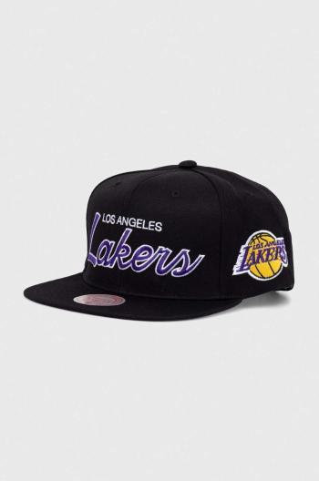 Čepice s vlněnou směsí Mitchell&Ness NBA LOS ANGELES LAKERS černá barva, s aplikací