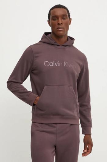 Tréninková mikina Calvin Klein Performance hnědá barva, s kapucí, s aplikací, 00GMF4W302