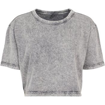 Build Your Brand Dámské crop top tričko Acid Washed - Šedá / černá | M